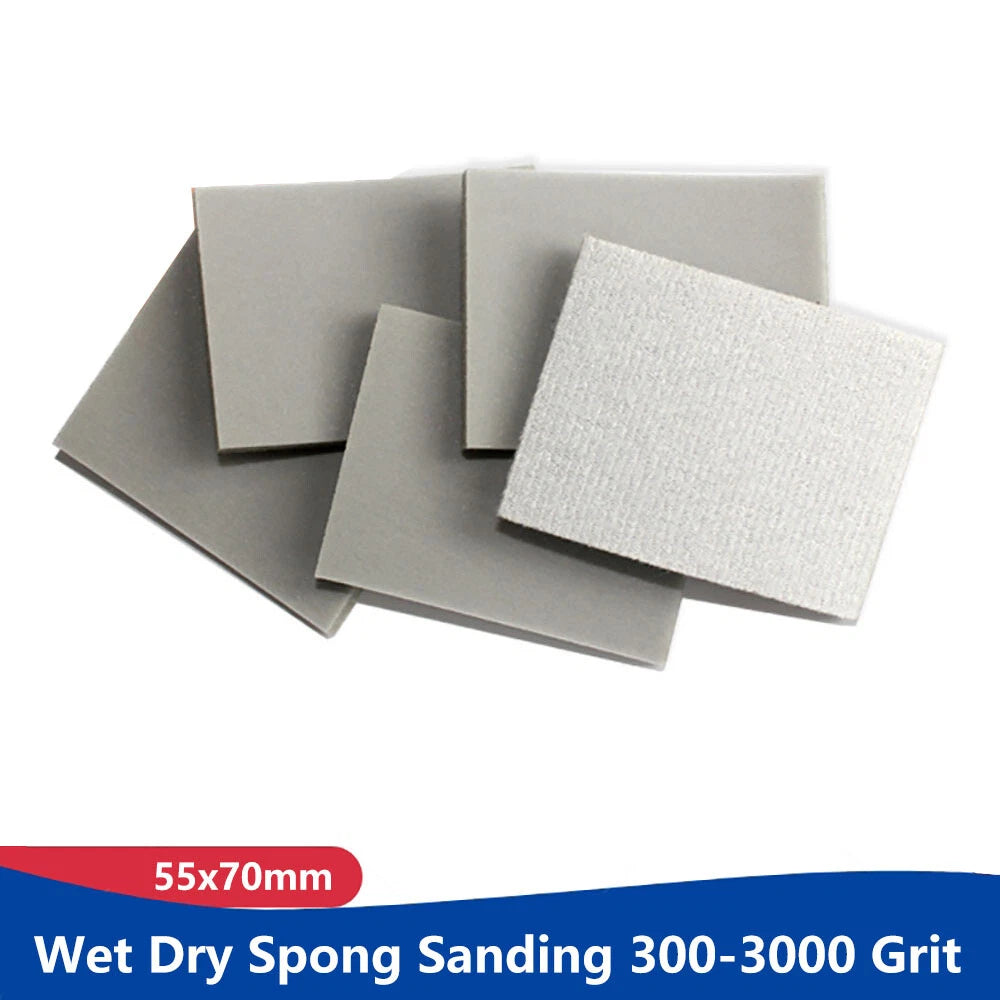 55x70mm Wet Dry Spong Sanding 300-3000 Grit Hook Loop Sandpaper Polishing Block