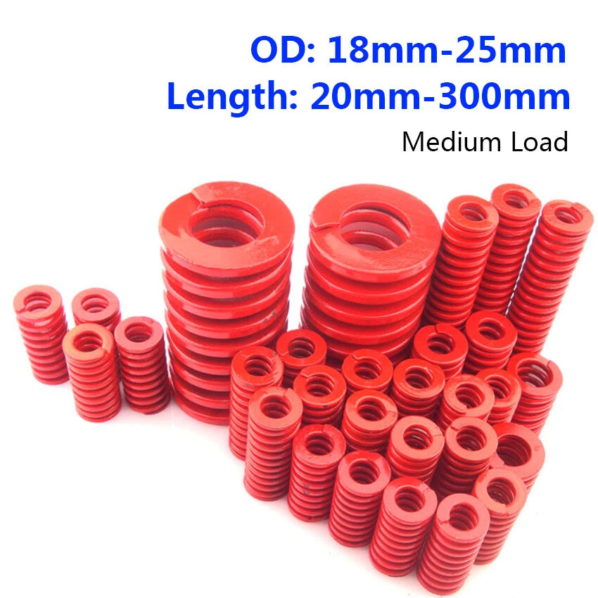 Compression Die Mould Spring Medium Load TM Red OD 18mm-25mm Length 20mm-300mm