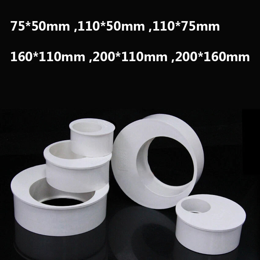 50mm-160mm PVC Pipe Eccentric Reducing Bushing Fittings Connector Joints White