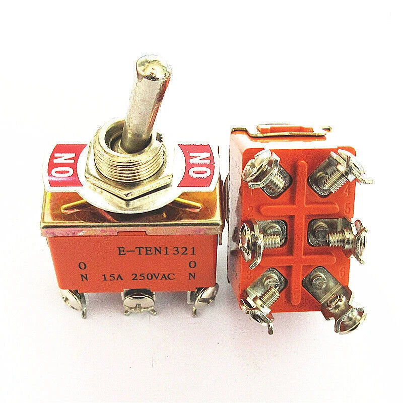 E-TEN1321 AC 250V 15A ON-ON DPDT 6-Pin Toggle Switch