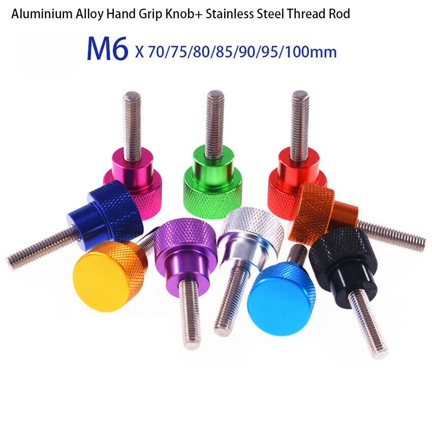 M6 x 70-100mm Knurled Thumb Screws Shoulder Bolts Aluminium Hand Grip Knob High