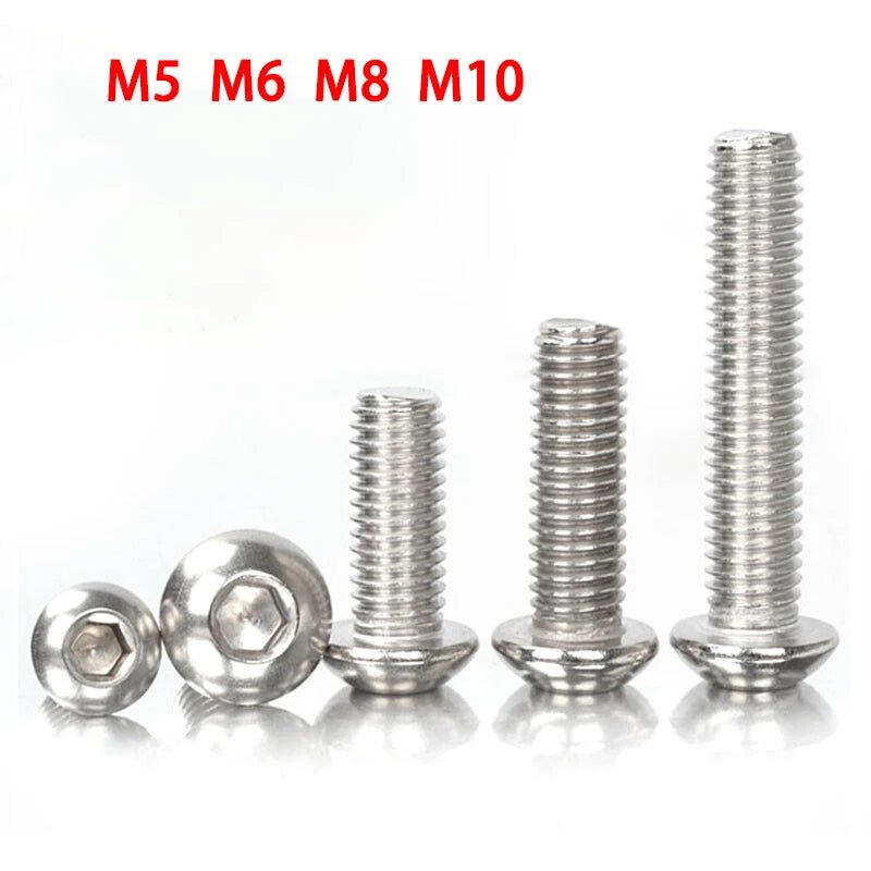 M5–M10 Button Head Socket Cap Screws | A2 304 Stainless Steel Hex Drive Bolts - HomeDIYer