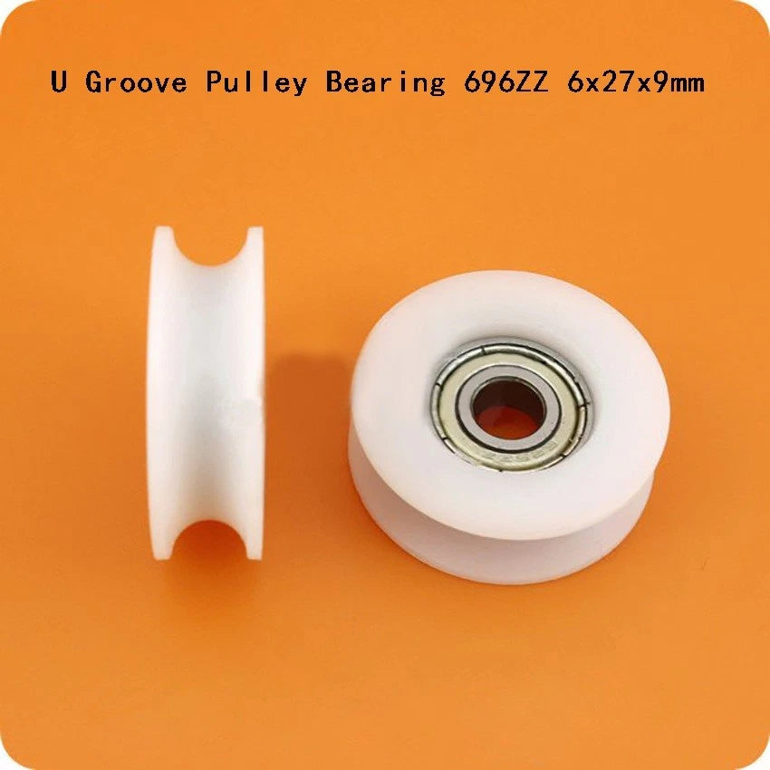 696ZZ 6x27x9mm U Groove Nylon Plastic Pulley Deep Groove Ball Bearing Wheel