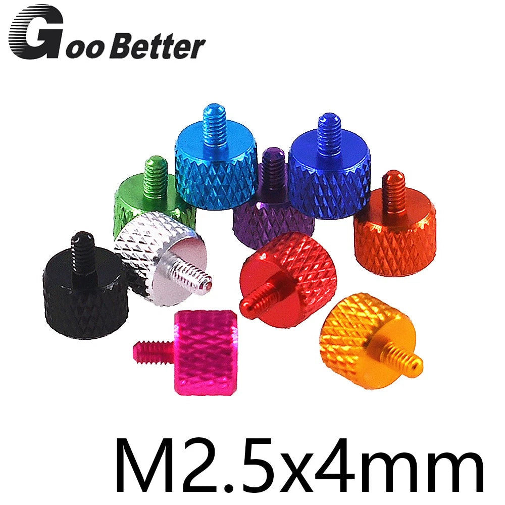 M2.5 x 4mm Aluminum Alloy Knurled Thumb Screws for PC Case — 10 Colors