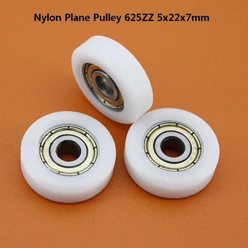 Nylon Plastic Plane Pulley Guide Wheels 625ZZ Deep Groove Ball Bearing 5x22x7mm