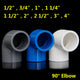 90° Degree Elbow Connectors 1 2" 3 4" 1" 2" 3" 4" PVC Water Supply Pipe Fittings