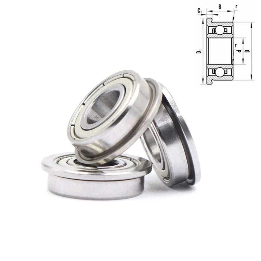 10pcs Miniature Flange Deep Groove Ball Bearings Various Sizes Bearing Steel