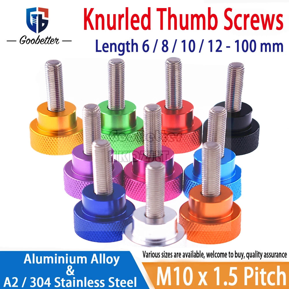 M10 Knurled Thumb Screws – Stainless Steel & Anodized Aluminum Hand Grip Knob Bolts
