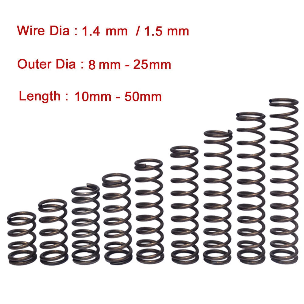 10Pcs Compression Spring Wire Dia 1.4/1.5mm Y Type Small Springs Steel OD 8-25mm