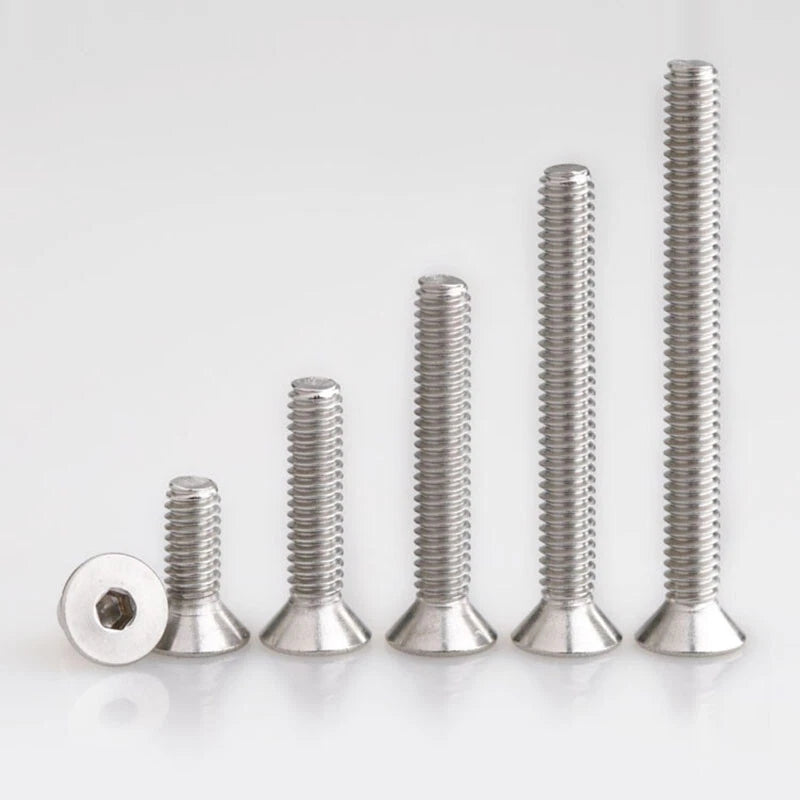 A2 304 Stainless Steel Countersunk Flat Head Hex Socket Machine Screws UNC UNF — #2-56 to 5/16-18, 3/16” to 2”