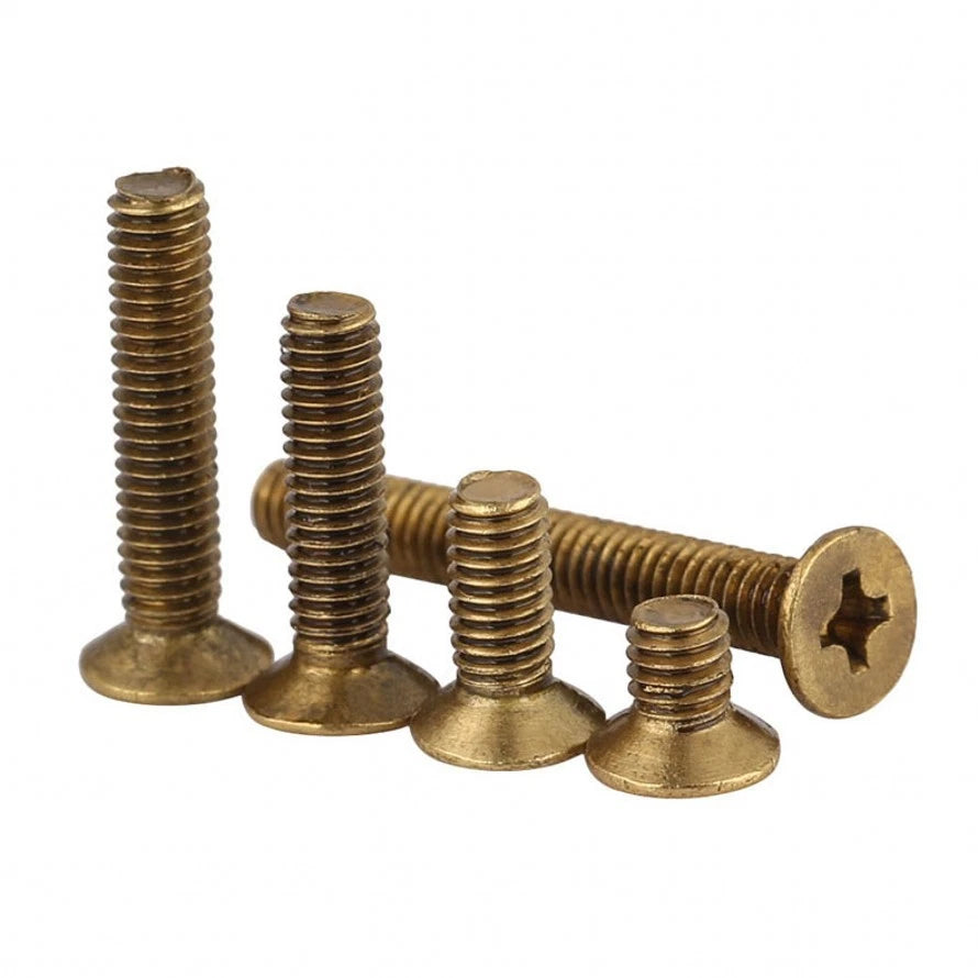 Solid Brass Flat Countersunk Phillips Machine Screws — M4, 6mm–40mm