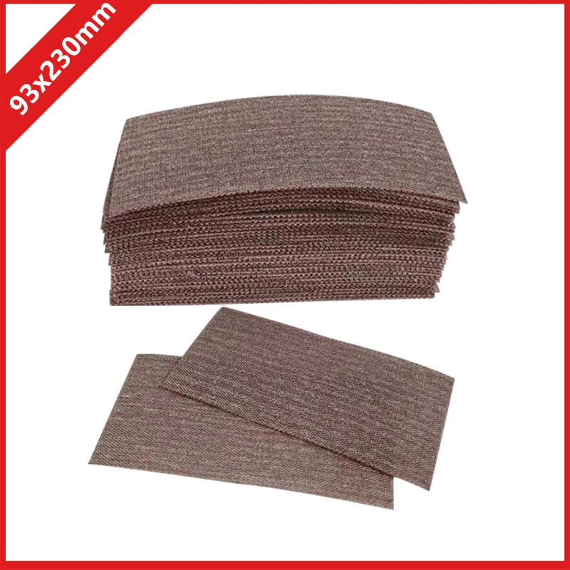 93x230mm Rectangular Mesh Sanding Sheets — P80 to P1000 Grit Hook & Loop Sandpaper for Half‑Sheet Sanders