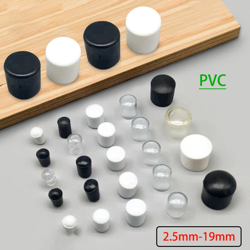 Goobetter Round PVC Rubber End Caps – 2.5mm to 19mm (Black, White, Transparent)
