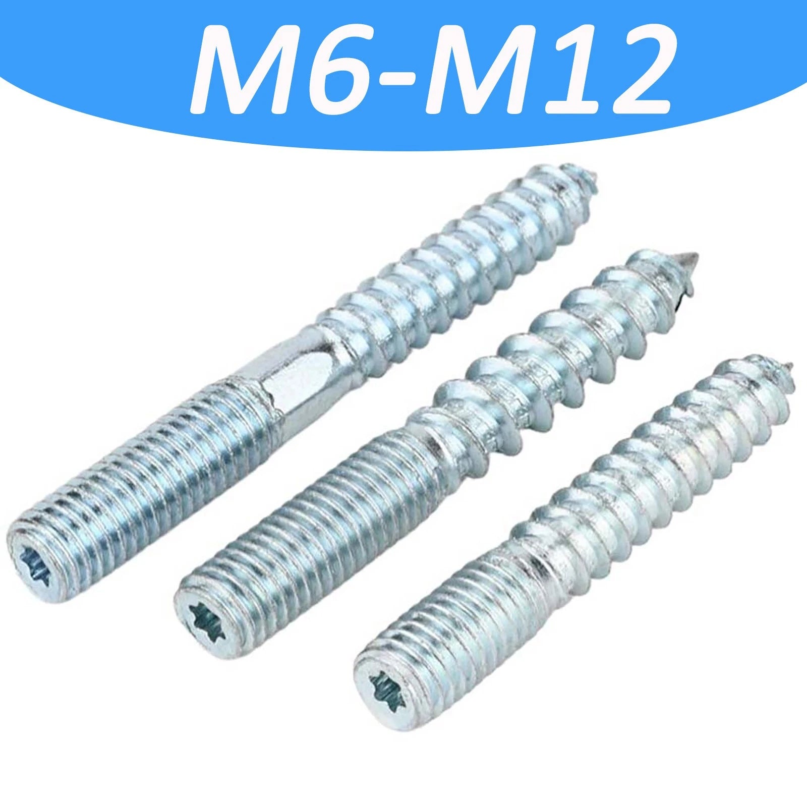 M6 M8 M10 Hanger Bolts – Zinc Plated Steel Torx Drive, Headless Furniture Wood Screws for Sofa Legs & Mounting