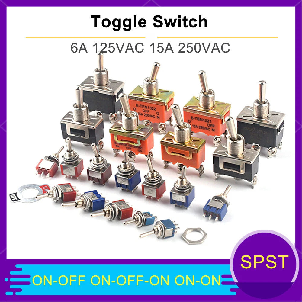 Toggle Switch Heavy Duty ON-OFF ON-ON ON-OFF-ON – MTS E-TEN PS DS438 Series 125VAC 250VAC