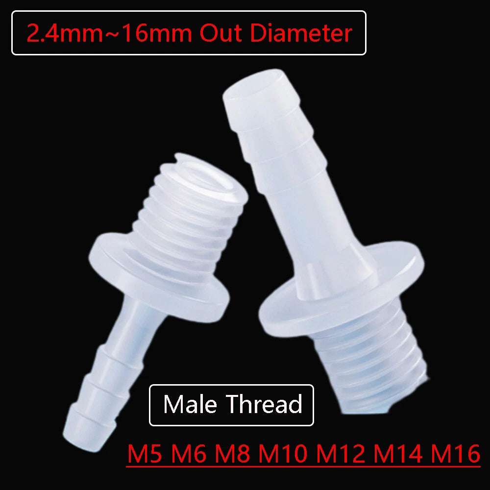 Aquarium Accessories Plastic Hose Barb Fitting Metric Thread Male Connector