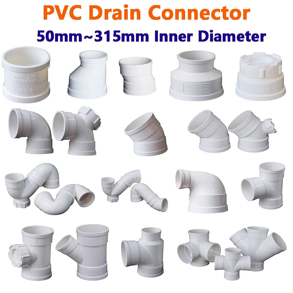 PVC Drain Pipe Connector Inspection Port Drainage Tube Fittings Reducer Adapters