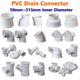 PVC Drain Pipe Connector Inspection Port Drainage Tube Fittings Reducer Adapters