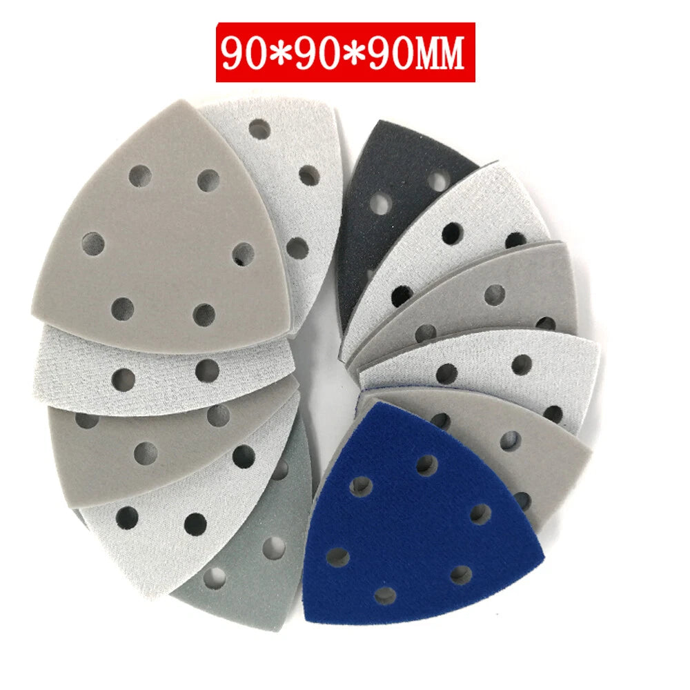 90mm Multi Tool Triangle Sanding Sheets Grinder 9 hole Sandpaper 300-3000 Grit