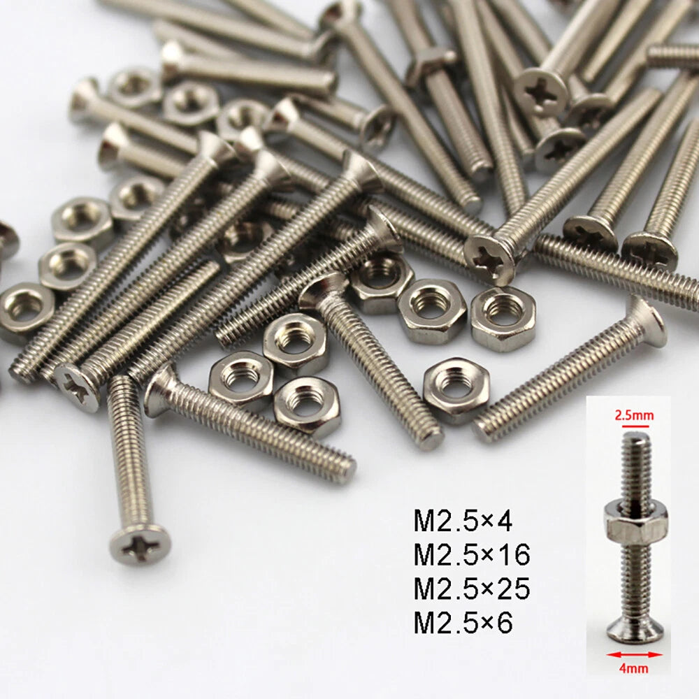 M2.5 Cross Countersunk Machine Screws Iron Phillips Flat Head Bolts with Hex Nut