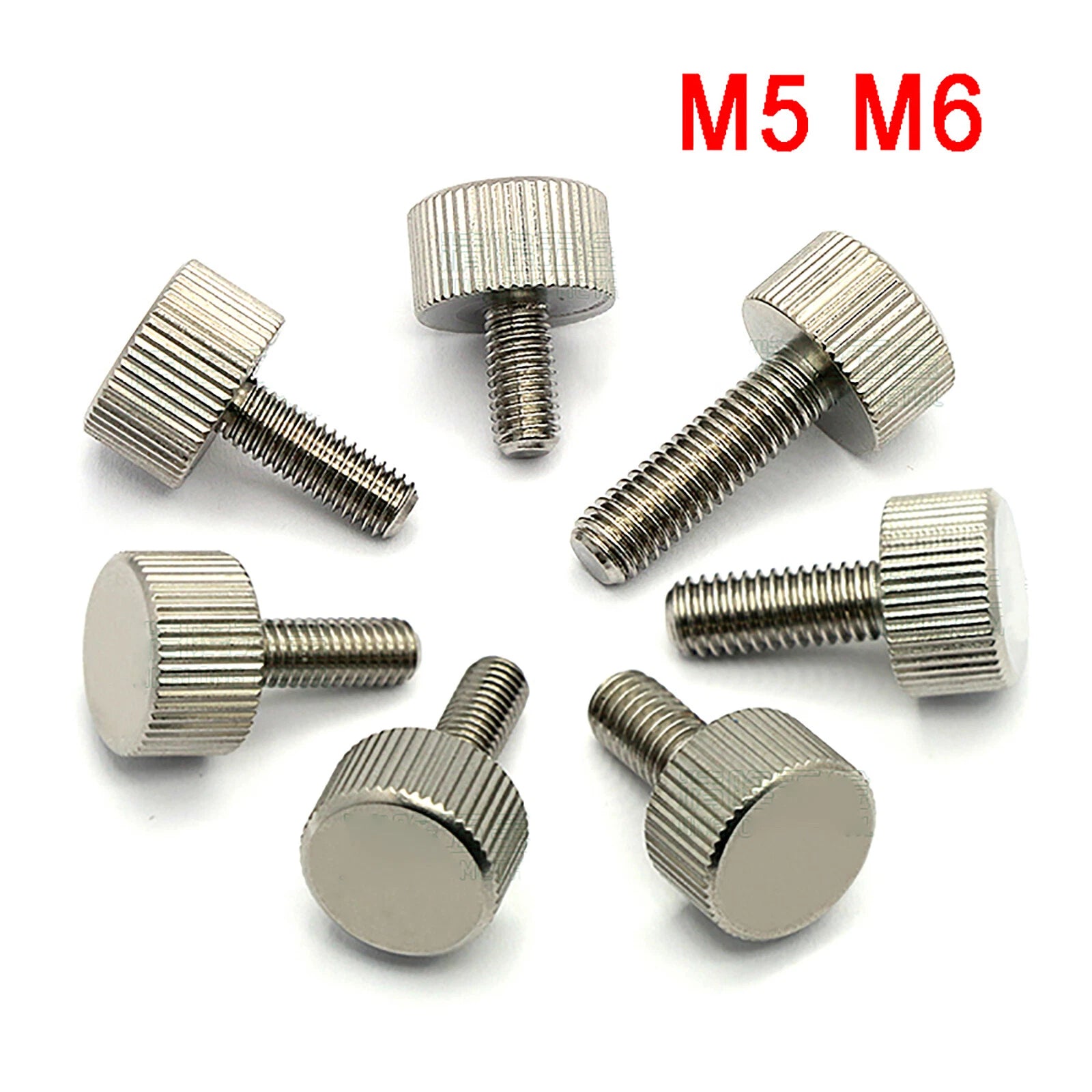 M5 M6 Cylinder Head Knurled Thumb Screws Stainless Steel Hand Grip Knob Bolts