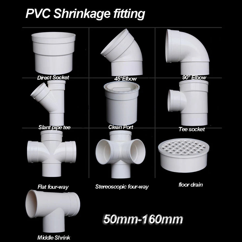 PVC Drain Pipe Fittings 45° 90°Reducer Elbow , Straight , Floor drain 50mm-160mm