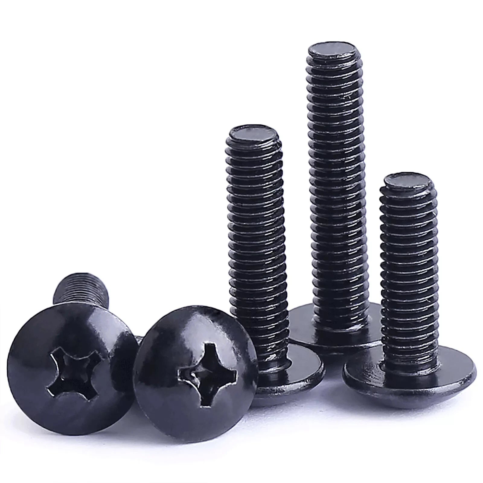 M2–M6 Black Zinc Phillips Pan Head Machine Screws | Steel, Multiple Sizes