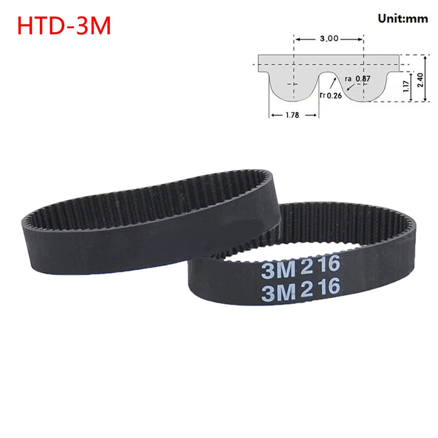 HTD 3M Timing Belt – 3mm Pitch Closed Loop Rubber Drive Belt, Width 10mm & 15mm, 171mm–531mm