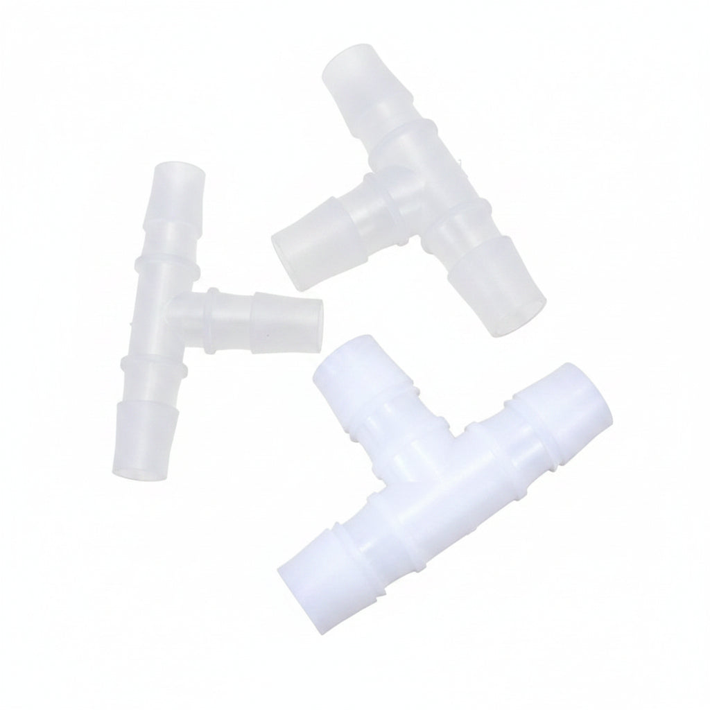 Tee Hose Joiner Plastic Barbed T Connector Pipe Fitting Air Fuel Water Gas WHITE