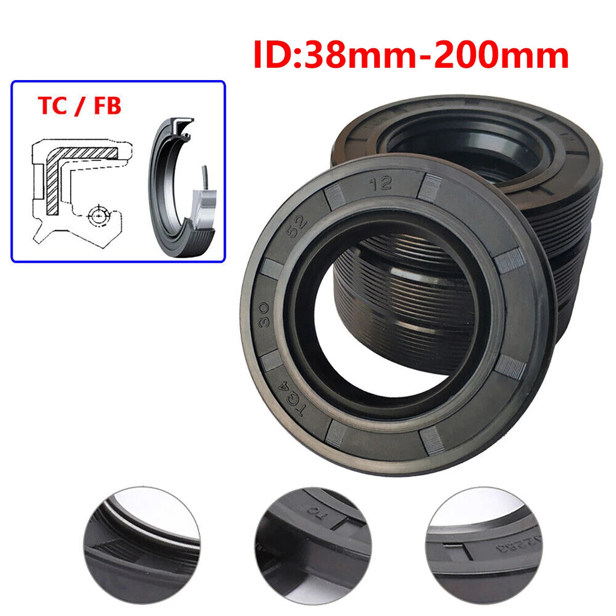 NBR TC Oil Seal Double Lip Skeleton Seal Rings for Rotation Shaft — ID 38–180mm