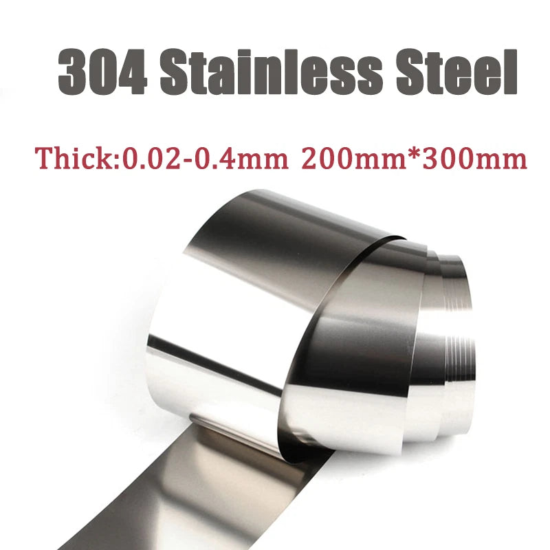 304 Stainless Steel Sheet Plate Strip Foil Sheet 200mm*300mm Thick: 0.02mm-0.4mm