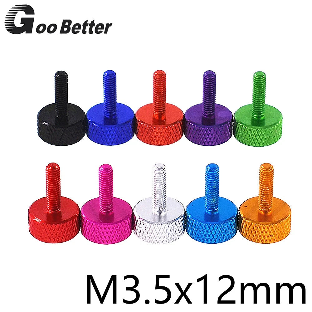 M3.5 x 12mm Aluminium Knurled Thumb Screws – Flat Head Hand-Grip Bolts for PC Case & DIY Builds