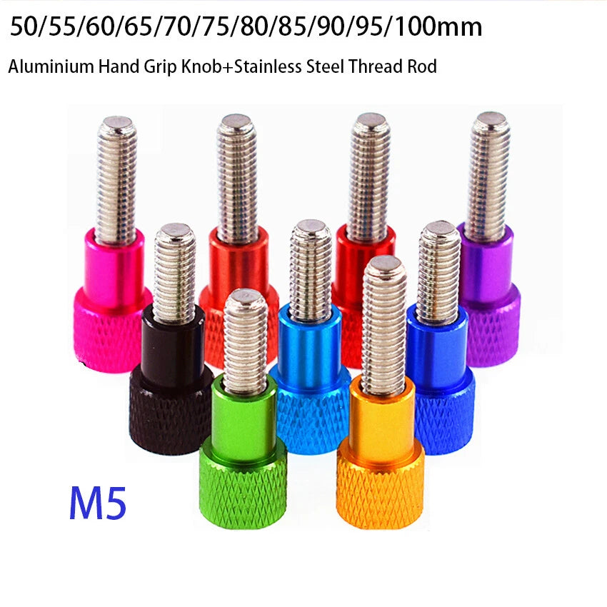 M5 Knurled Thumb Screws Aluminium Hand Grip Knob Bolts High Type 50 - 100mm Long