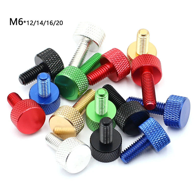 M6 Flat knurled Thumb Screws Computer Case Hand Grip Knob Bolts Aluminum Alloy