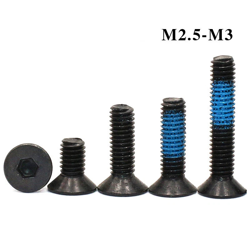 M2.5 M3 Hex Socket Countersunk Machine Screws Black & Blue Rustproof 6–20mm