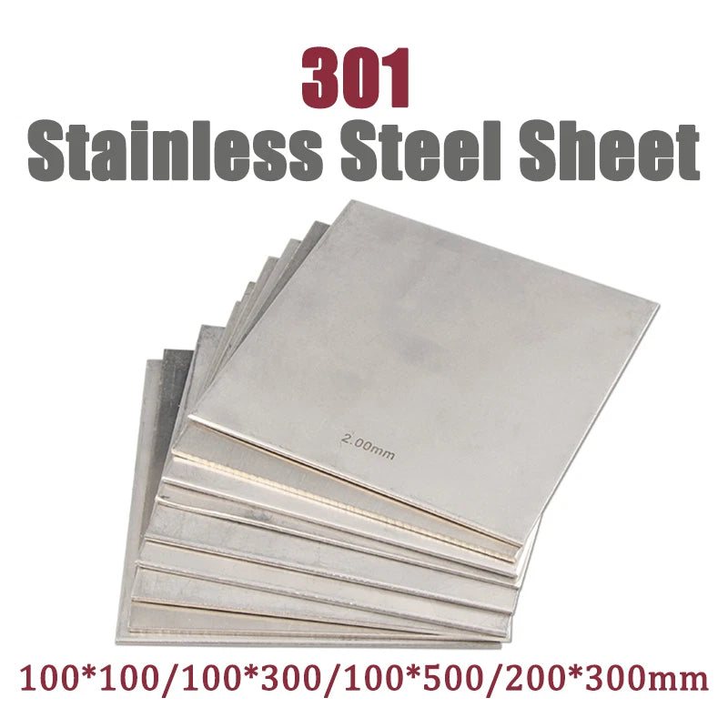 301 Stainless Steel Sheet Plate 100*100/100*300/100*500/200*300mm Thk:0.01-0.45