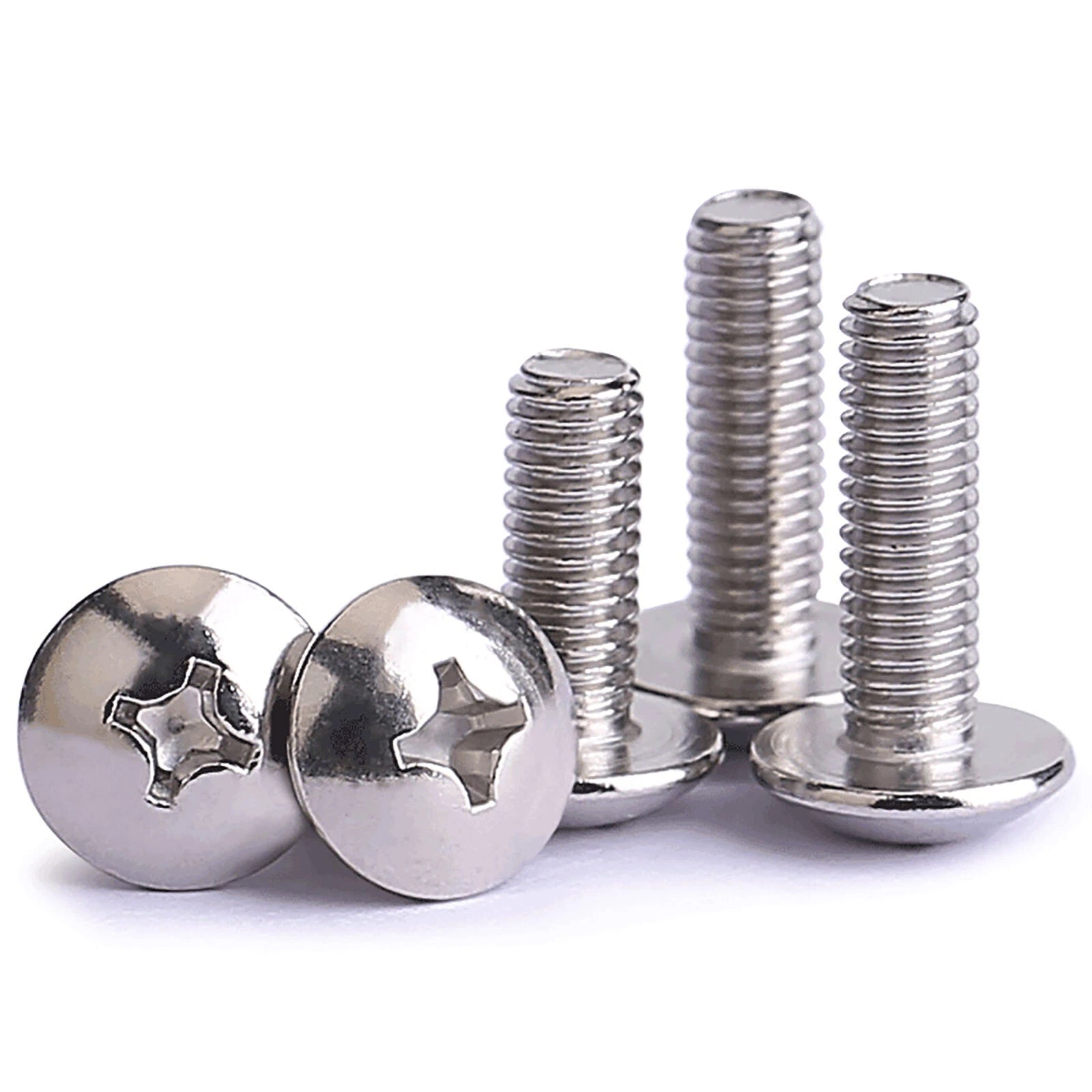 M3–M6 Nickel Plated Phillips Truss Head Machine Screws — Cross Drive Mushroom Head Bolts