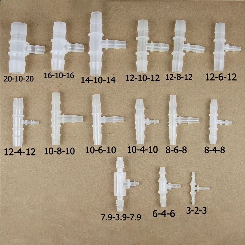 Plastic Hose Tee Reducer Connector — T-Piece Vacuum Pipe Joiner for Air & Water
