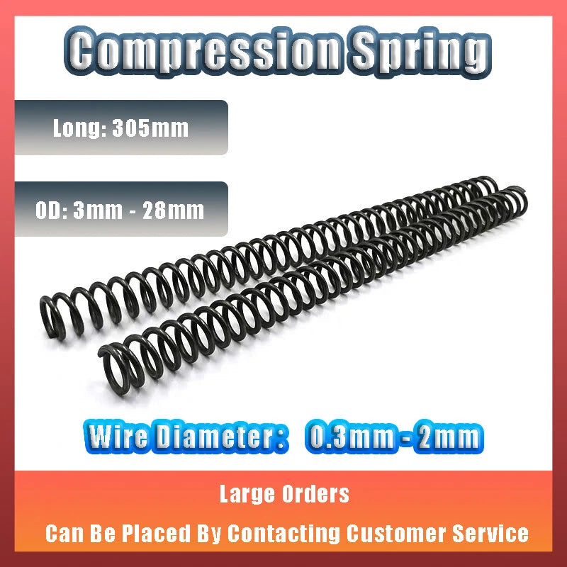 Long 305mm High Carbon Steel Compression Spring Wire Diameter 0.3-2mm OD 3-28mm