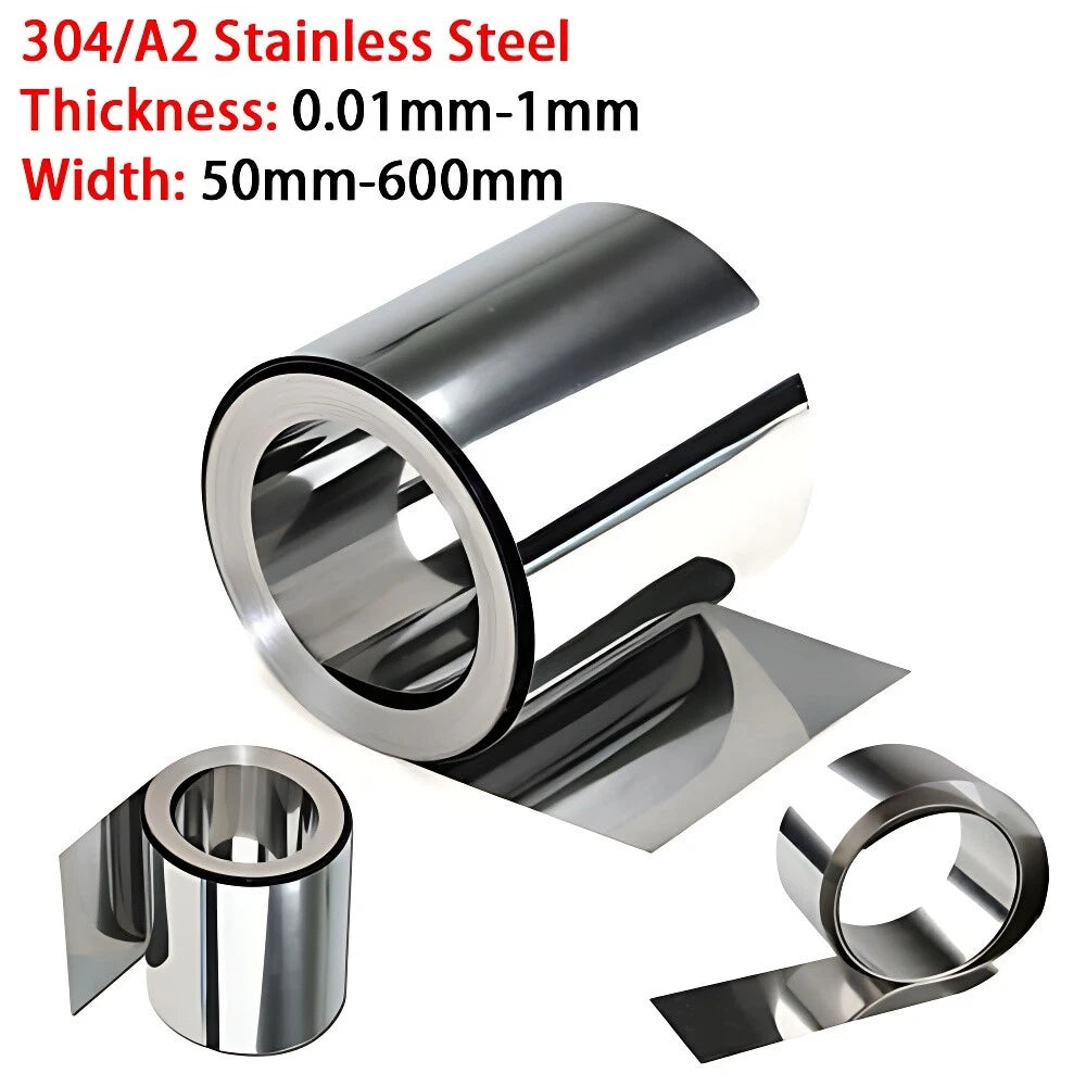 A2/304 Stainless Steel Foil Sheet 0.01mm-1mm Thick Fine Plate Metal Strip Roll
