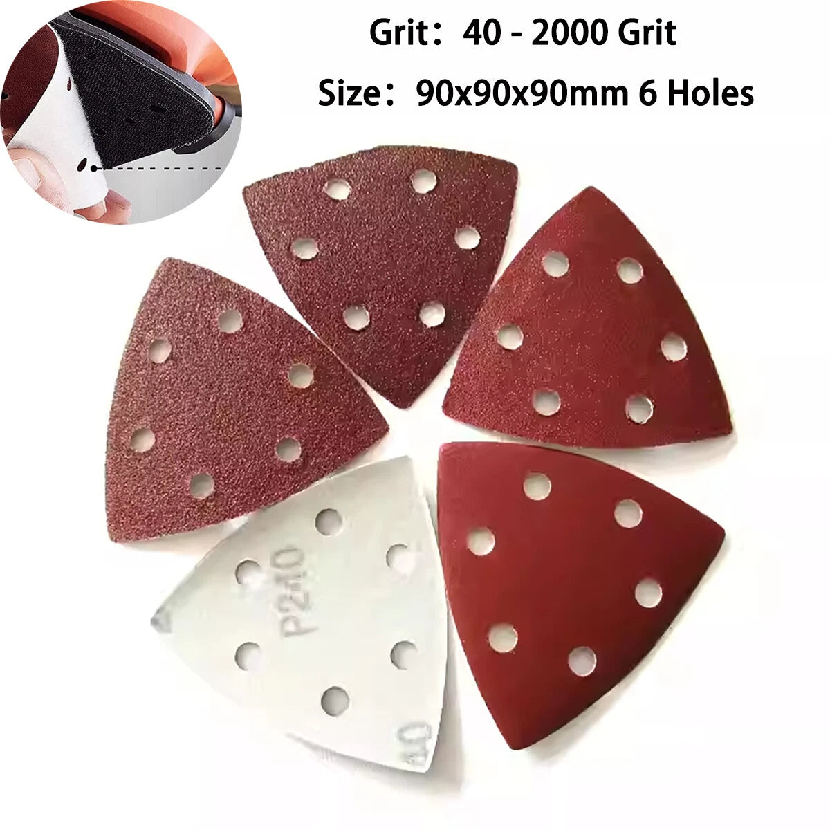 90x90x90mm 6 Holes Mouse Sanding Sheets 40-2000 Grit Mouse Palm Sander Sandpaper