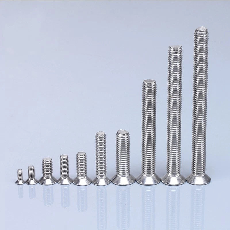 304 Stainless Steel M2 Countersunk Flat Head Phillips Machine Screws — 3mm to 60mm, Packs of 10–300