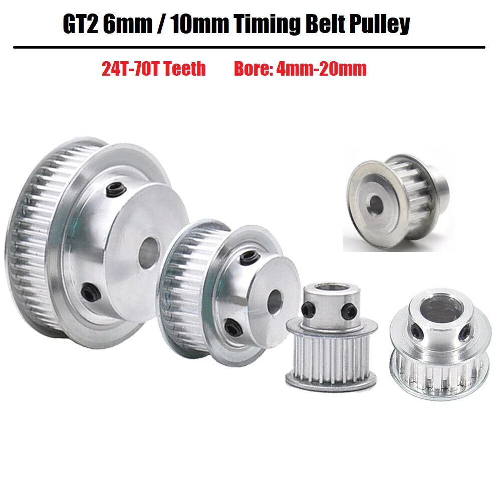 GT2 6mm-10mm Timing Belt Pulley BF-Type 24T-70T Teeth for CNC Step Motor
