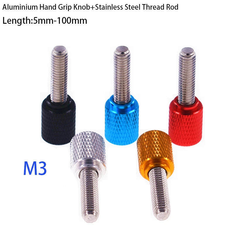 Knurled Thumb Screws M3 x 5-100mm Hand Grip Knob Bolts High Type Aluminium Alloy