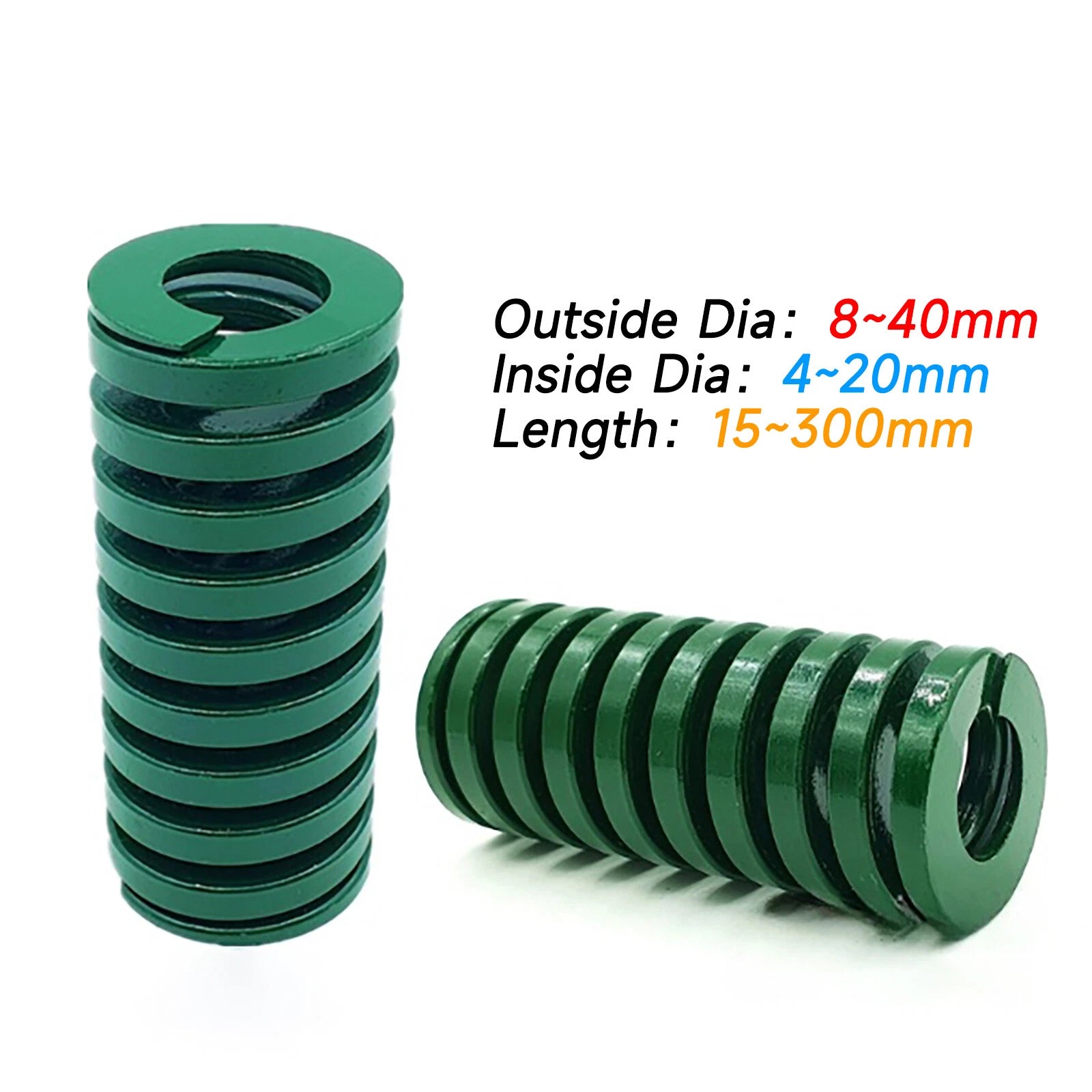 Heavy Load Duty Compression Die Spring, 8-40 mm OD & 4-20 mm ID & 15-300 mm Long