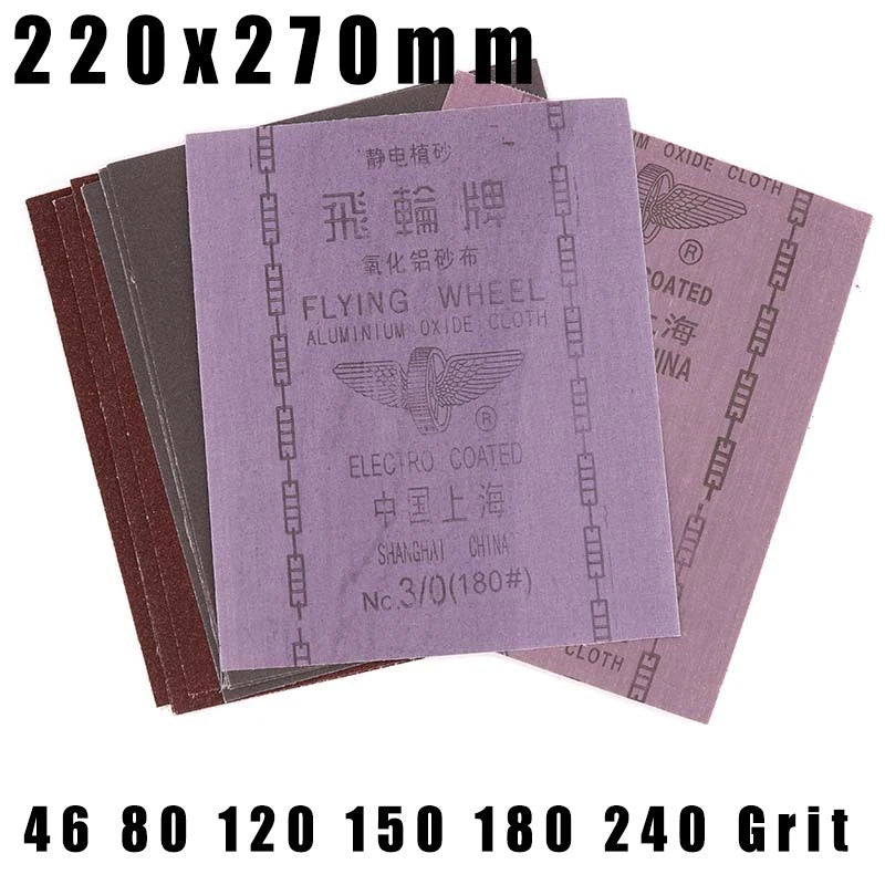 220x270mm Emery Cloth Sanding Sheets P46–P240 | Abrasive Sheets for Metal Wood Deburring