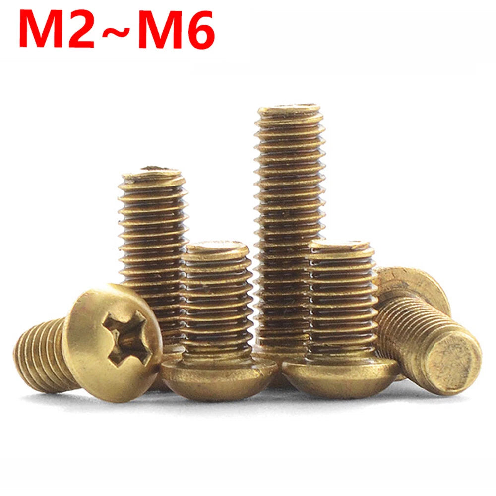 Solid Brass Pan Head Phillips Machine Screws — M2 M2.5 M3 M4 M5 M6 | All Sizes