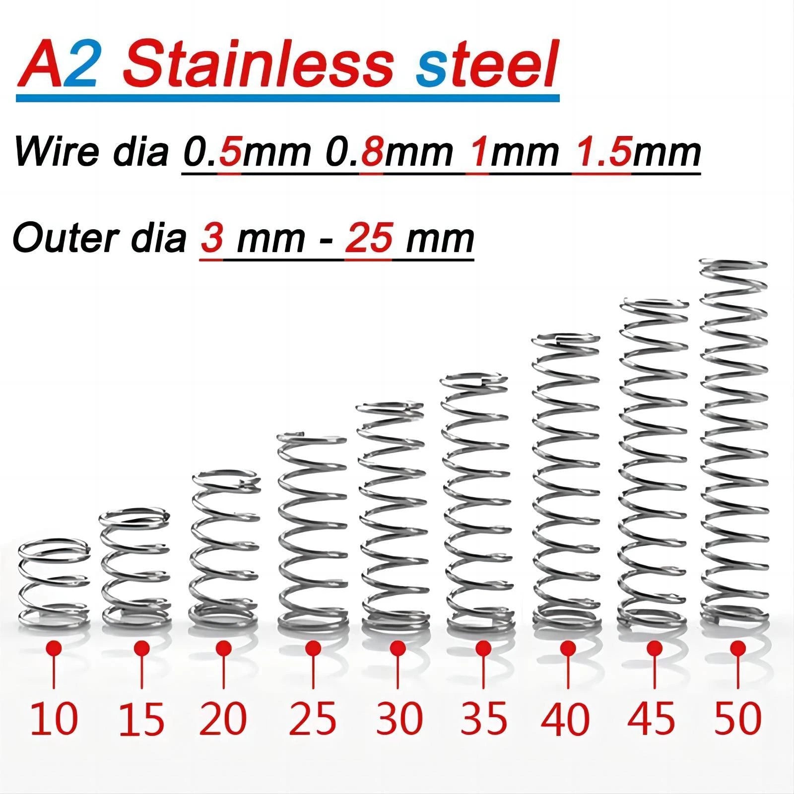Compression Spring Various Size 3-25mm Diameter & 5-50mm Length Pressure Small