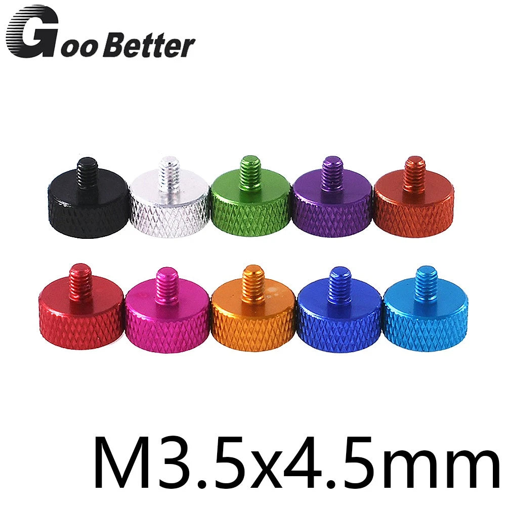 M3.5x4.5mm Aluminium Knurled Thumb Screws – Flat Head, Hand-Grip, PC Case