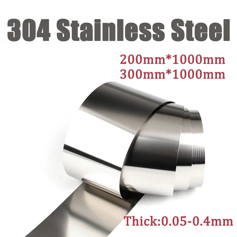 304 Stainless Steel Sheet Plate Strip Foil Sheet 200/300*1000mm Thick:0.05-0.4mm